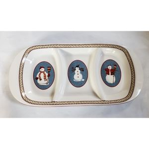 Sakura Ceramic 3-Section "Snowman" Serving Dish